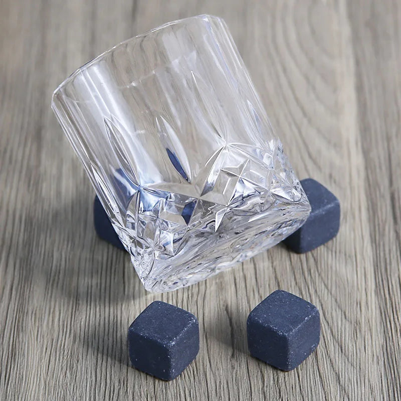 whiskey glass cup with ice stones