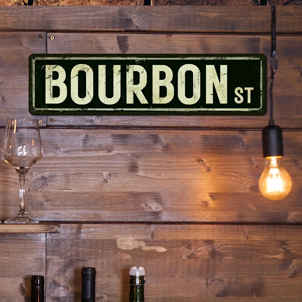 Retro-Style Bourbon Street Metal Sign
