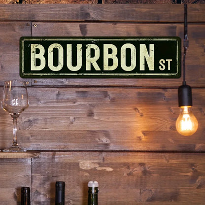 Retro-Style Bourbon Street Metal Sign