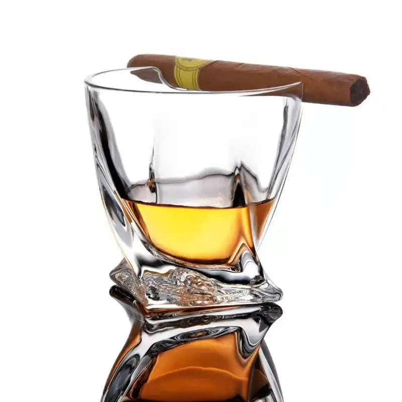 Whiskey Glass With Indented Cigar Rest
