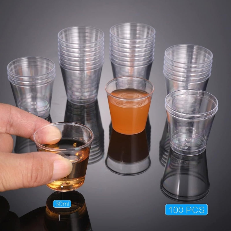 100 Pcs Reusable Plastic Shot Glasses