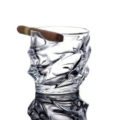 Whiskey Glass With Indented Cigar Rest