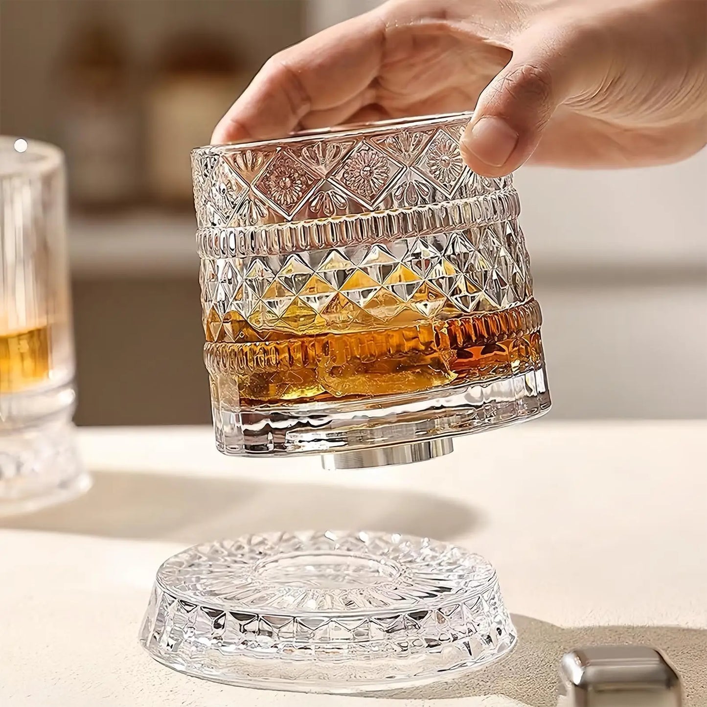 Rotating Whiskey Glass