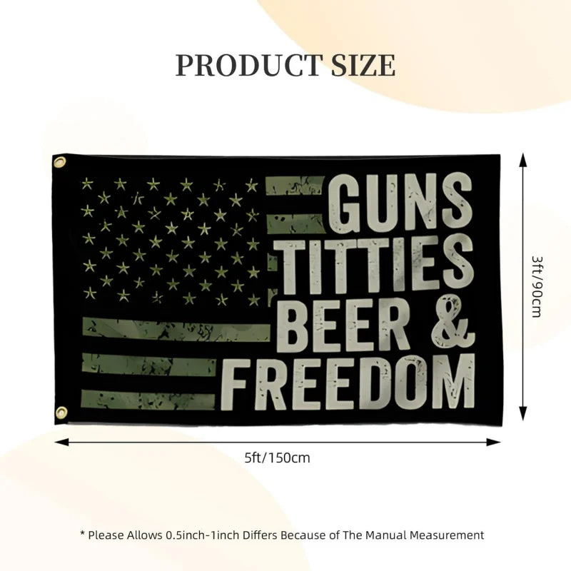 Guns Whisky Beer and Freedom Flag