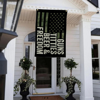 Guns Whisky Beer and Freedom Flag