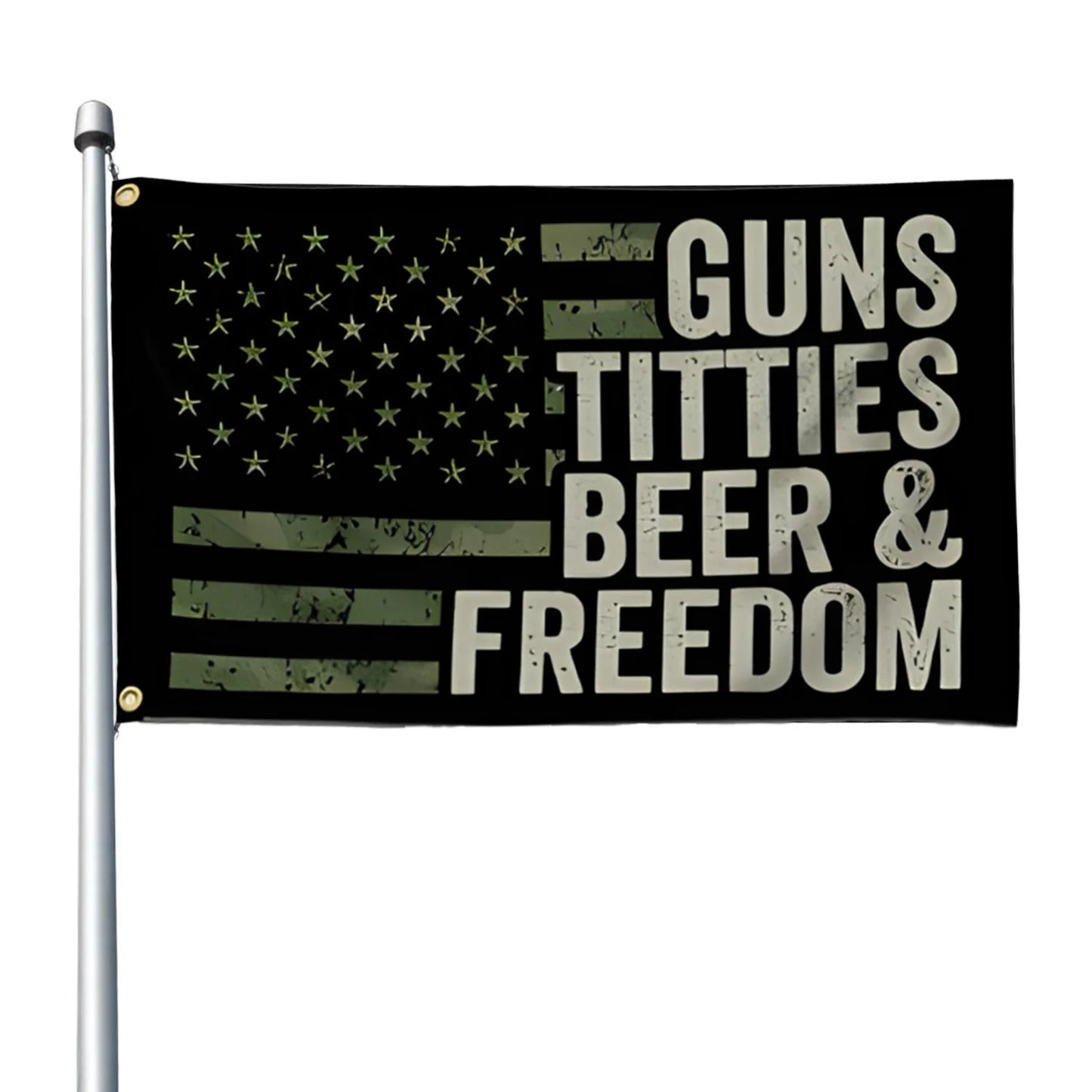 Guns Whisky Beer and Freedom Flag