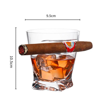 Whiskey Glass With Indented Cigar Rest