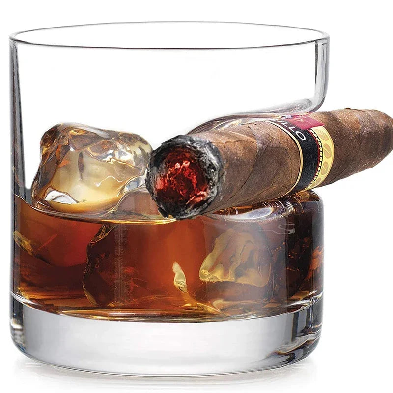 Whiskey Glass With Indented Cigar Rest