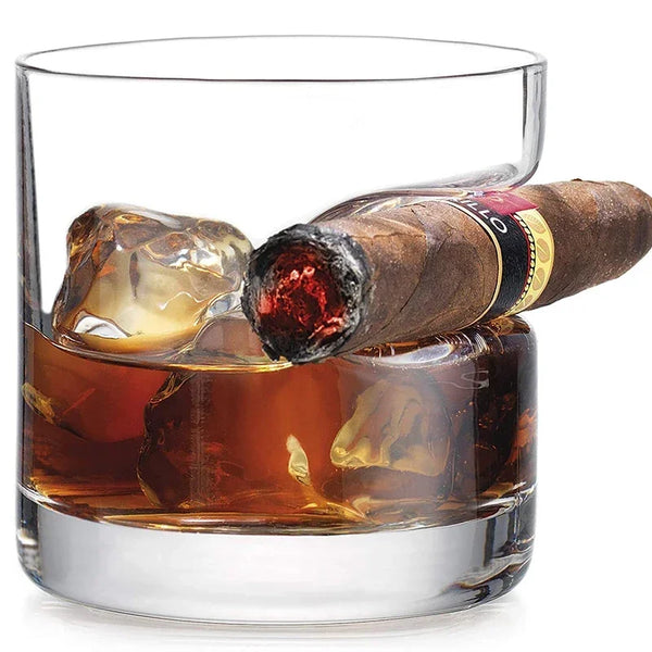 Whiskey Glass With Indented Cigar Rest