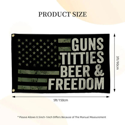 Guns Whisky Beer and Freedom Flag