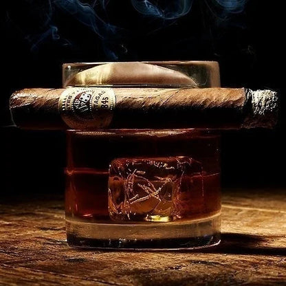 Whiskey Glass With Indented Cigar Rest