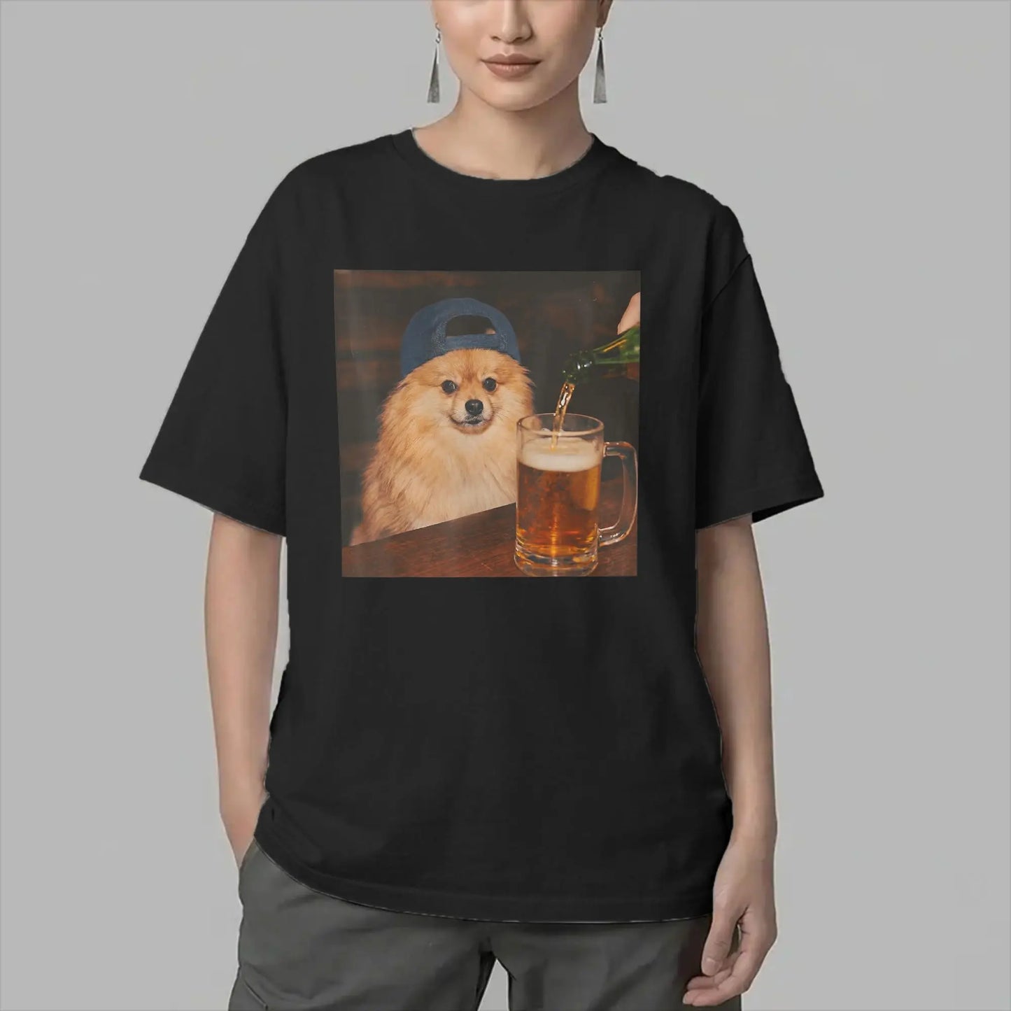 Pomeranian Drinking Beer T-Shirt