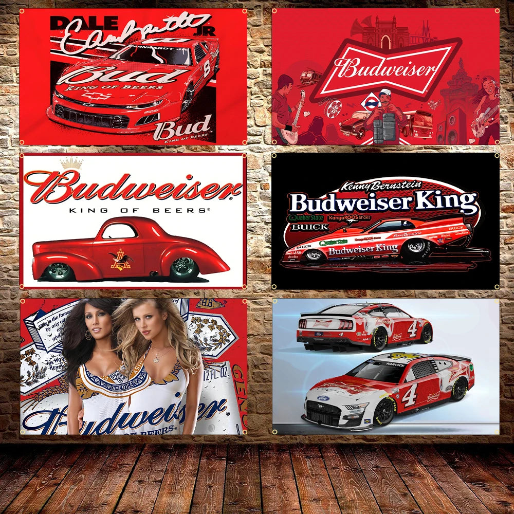 B-Budweisers Bud Racing Car Flag