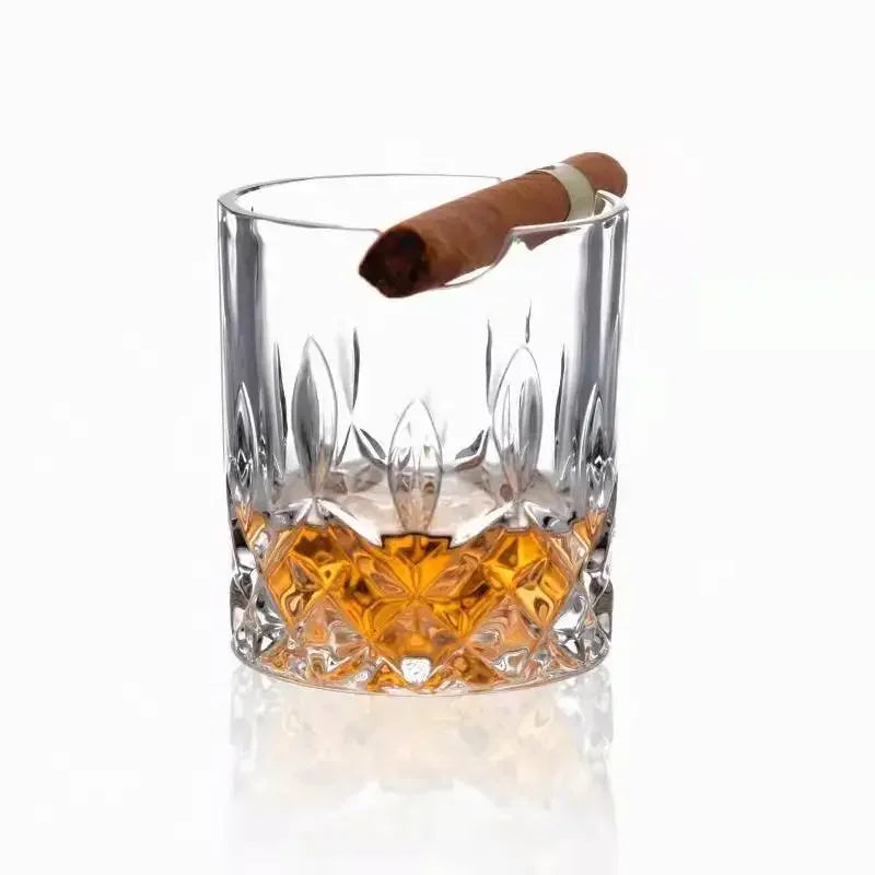 Whiskey Glass With Indented Cigar Rest