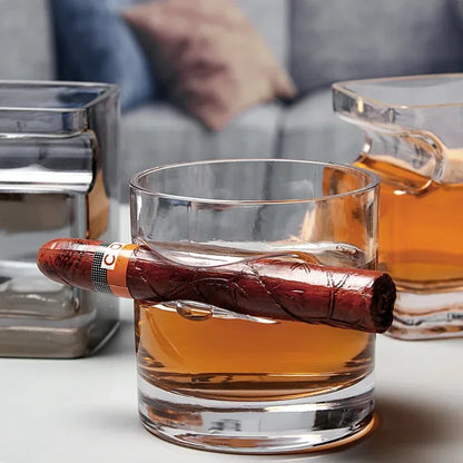 Whiskey Glass With Indented Cigar Rest