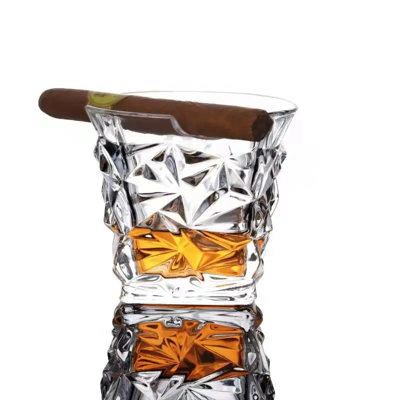 Whiskey Glass With Indented Cigar Rest