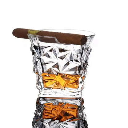 Whiskey Glass With Indented Cigar Rest