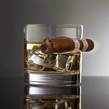 Whiskey Glass With Indented Cigar Rest