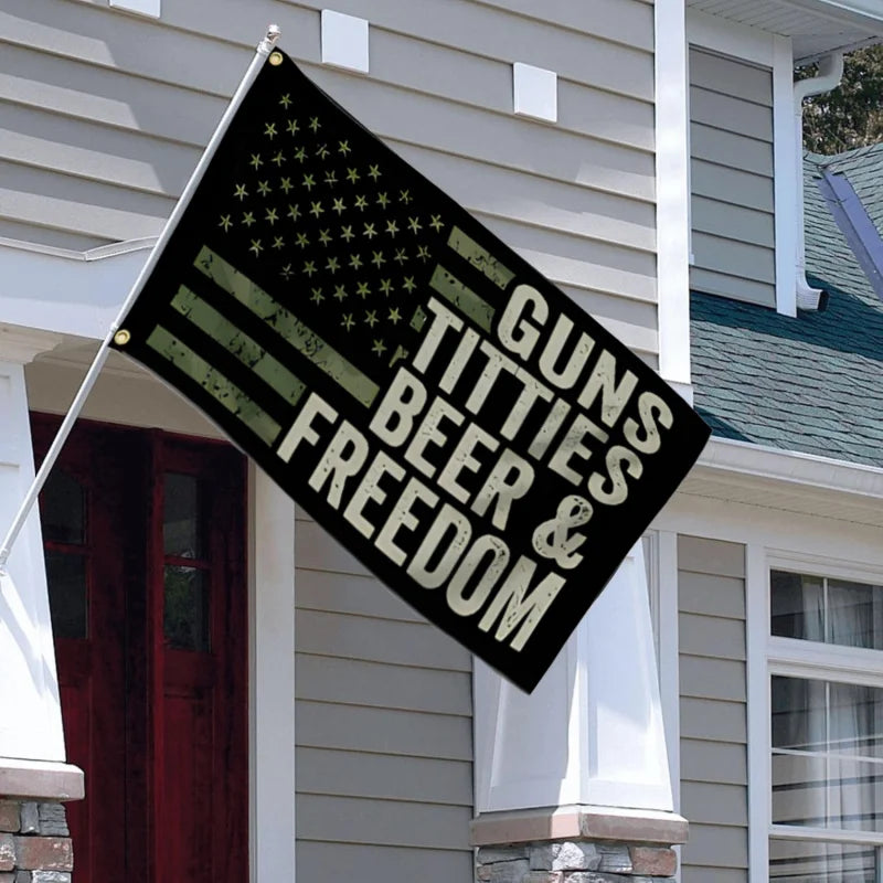 Guns Whisky Beer and Freedom Flag