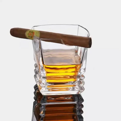 Whiskey Glass With Indented Cigar Rest