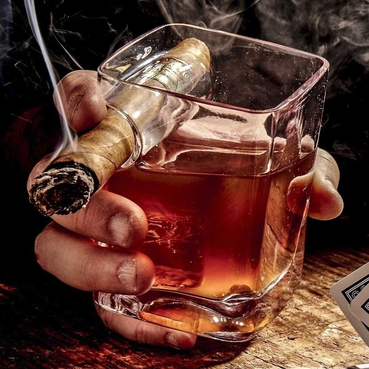 Whiskey Glass With Indented Cigar Rest