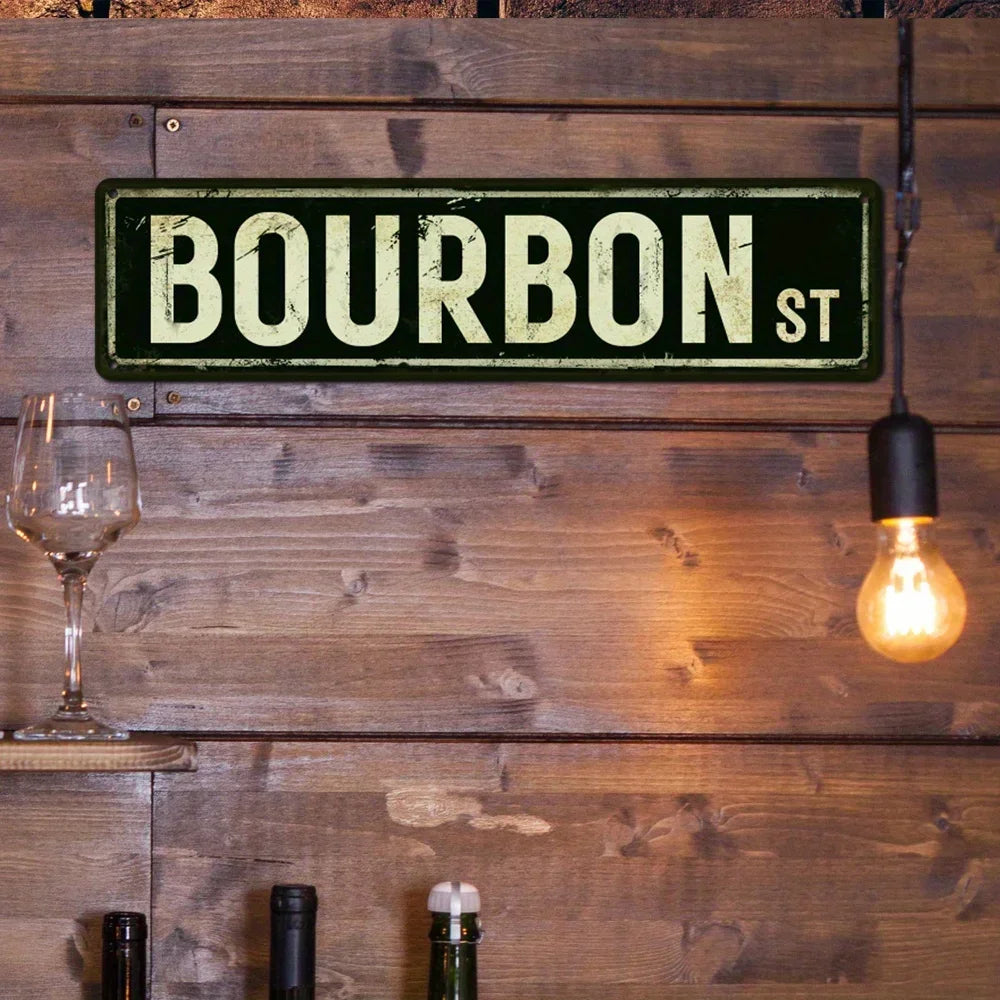 Retro-Style Bourbon Street Metal Sign