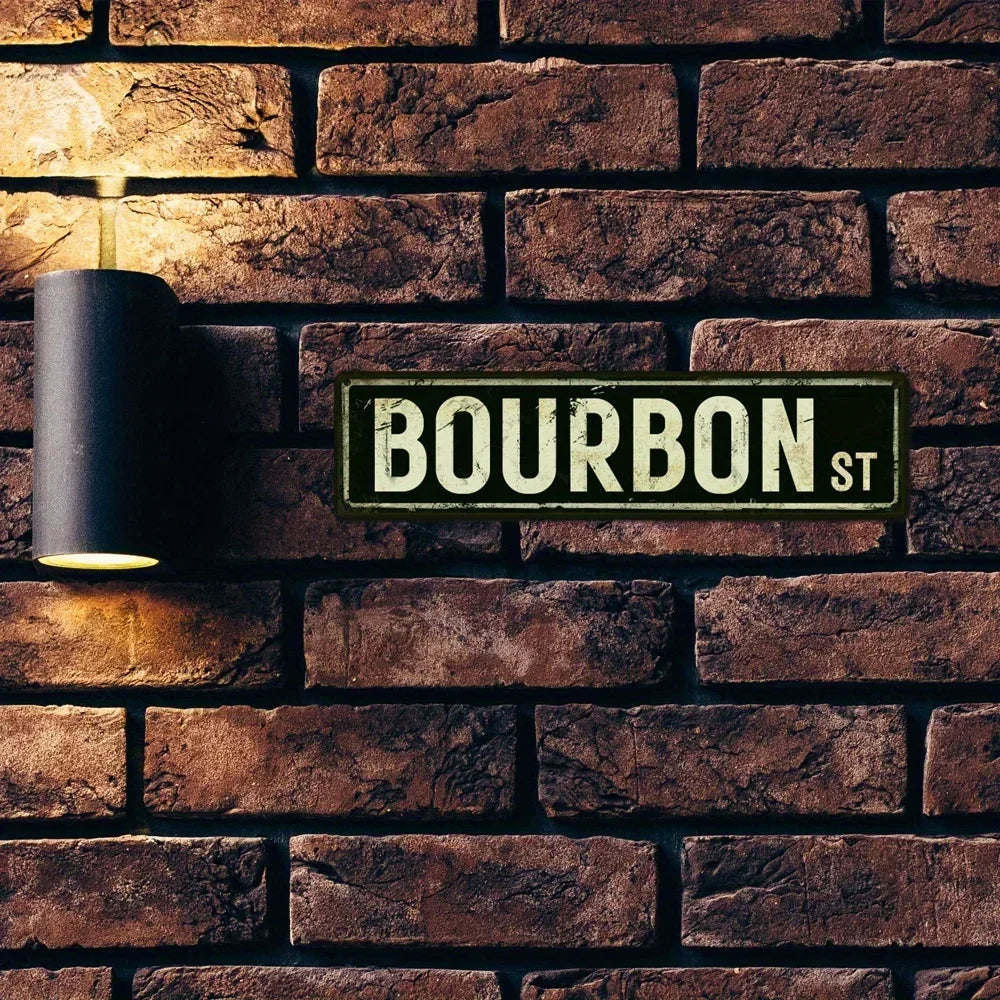 Retro-Style Bourbon Street Metal Sign