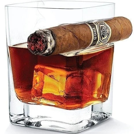 Whiskey Glass With Indented Cigar Rest